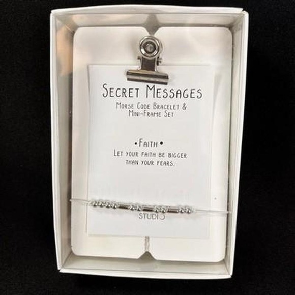 Blue Moon Studios Jewelry - Blue Moon Studios Secret Messages Morse Code Bracelet & Mini-Frame Set Faith